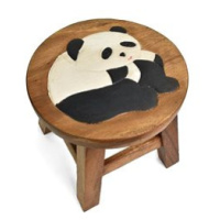 Oriental stolička dřevěná, dekor panda