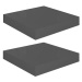 Shumee plovoucí nástěnné 2ks šedé vysoký lesk 23×23,5×3,8cm MDF, 323782