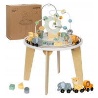 Dřevěný kulatý vzdělávací stůl s magnetickou vláčkodráhou pro dítě