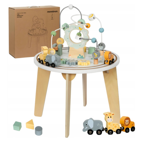 Dřevěný kulatý vzdělávací stůl s magnetickou vláčkodráhou pro dítě