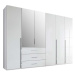 Šatní skříň COLIN alpská bílá, 6 dveří, 2 zrcadla
