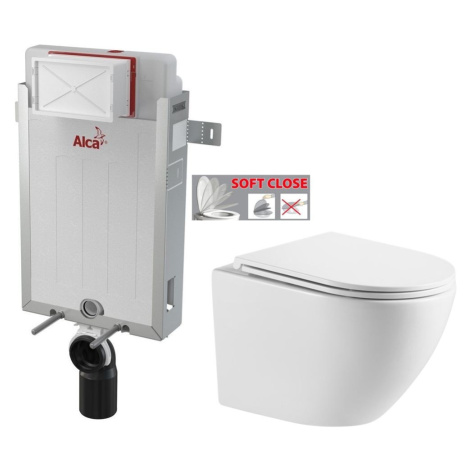 ALCADRAIN Renovmodul předstěnový instalační systém bez tlačítka + WC INVENA LIMNOS WITH SOFT, vč AKCE/SET/ALCA