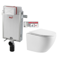 ALCADRAIN Renovmodul předstěnový instalační systém bez tlačítka + WC INVENA LIMNOS WITH SOFT, vč