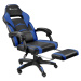 tectake 404740 herní kancelářská židle comodo s podnožkou - černá/modrá - černá/modrá