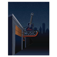 Ilustrace Live Music Sign in the City, Hey Darlin, 30 × 40 cm