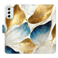 iSaprio flip pouzdro GoldBlue Leaves pro Samsung Galaxy M52 5G