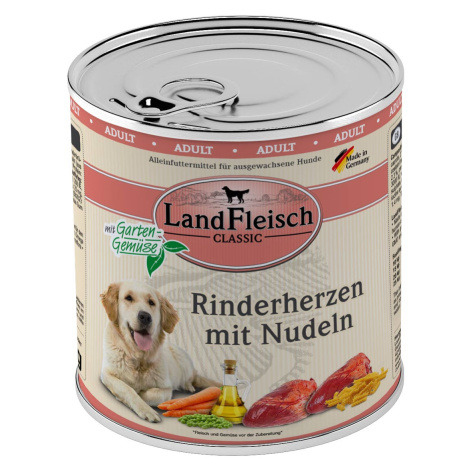 LandFleisch Dog Classic hovězí srdce s nudlemi 6 × 800 g Landfleisch Pur