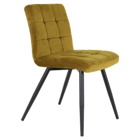 Okrově žlutá sametová jídelní židle Olive – Light & Living