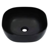 Umyvadlo černé 42,5 × 42,5 × 14,5 cm keramika