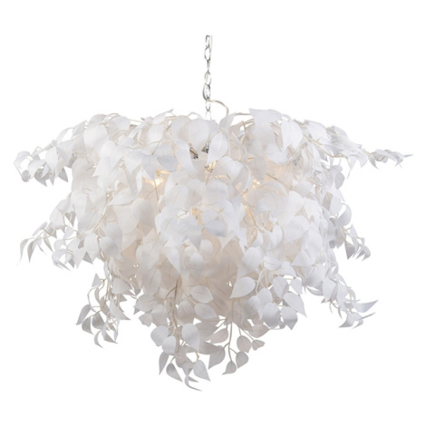 Romantická závěsná lampa bílá s listy - Feder TRIO