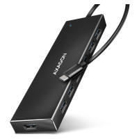 AXAGON HUE-F7C, 7x USB 3.2 Gen 1 ALU FLAT CHARGING hub, micro USB napájecí konektor, kabel USB-C