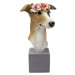 KARE Design Soška pes Greyhound s květinami 47cm