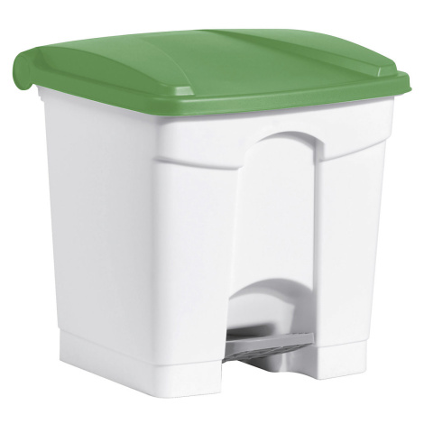 helit Nášlapná nádoba na odpad, objem 30 l, š x v x h 410 x 440 x 400 mm, bílá, zelené víko