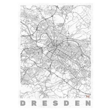 Mapa Dresden, Hubert Roguski, (30 x 40 cm)