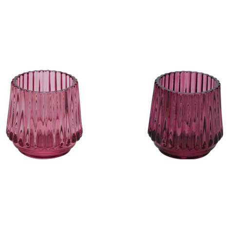Sada 2 růžových skleněných svícnů na čajovou svíčku Ego Dekor, ø 7 cm