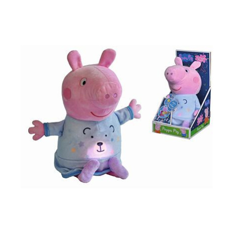 Peppa Pig 2v1 plyšový usínáček hrající + světlo, modrý, 25 cm Simba