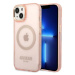 Kryt Guess iPhone 14 Plus 6,7" pink hard case Gold Outline Translucent MagSafe (GUHMP14MHTCMP)