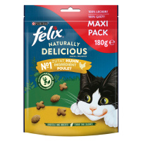 Felix snacky, 4 balení, 3 + 1 zdarma! - Naturally Delicious: kuřecí se šantou kočičí (4 x 180 g)