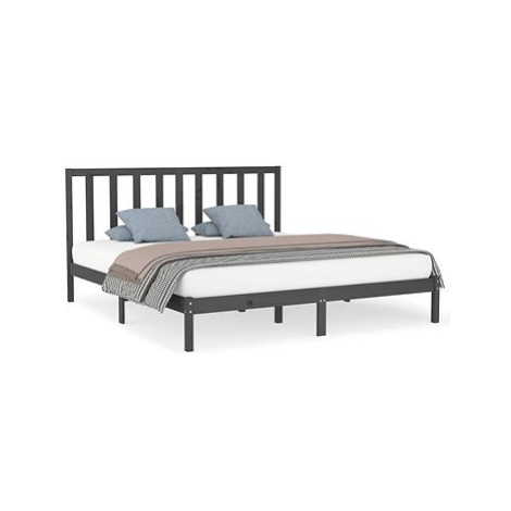 Rám postele šedý masivní dřevo 200 × 200 cm, 3106790 SHUMEE