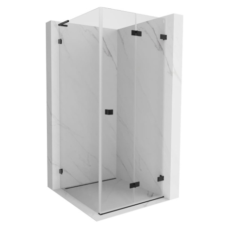 MEXEN/S Lunar-F L sprchový kout skládací dveře pravá 80 x 80, transparent, černá 836L-080-080-70