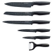 5dílná sada kuchyňských nožů s nepřilnavým povrchem a se škrabkou Royalty Line RL-MB5 / černá
