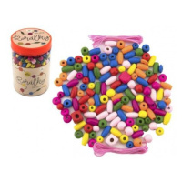 TEDDIES Korálky barevné s gumičkami cca 90 ks v plastové dóze