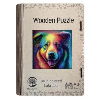 Dřevěné puzzle Barevný labrador A3