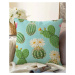 Modro-zelený povlak na polštář s příměsí bavlny Minimalist Cushion Covers Blooming Cactus, 55 x 