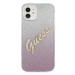 Guess GUHCP12SPCUGLSPI hard silikonové pouzdro iPhone 12 Mini 5.4" pink Glitter Gradient Script