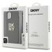 DKNY PU Leather Stack Logo Wrist Strap kryt iPhone 13 hnědý