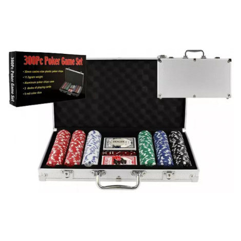 Poker sada 300ks + karty + kostky v hliníkovém kufříku v krabici 40x24x8cm Teddies