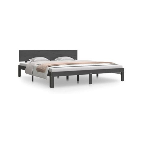 Rám postele šedý masivní dřevo 180 × 200 cm Super King, 810512 SHUMEE