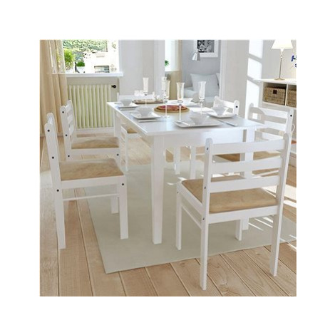 Jídelní židle 6 ks bílé masivní dřevo a samet SHUMEE