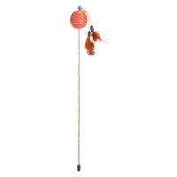 Škádlítko s míčkem a peřím pro kočky Flamingo Glitty - Oranžová