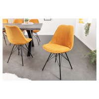 Estila Moderní designová židle Scandinavia s manšestrovým čalouněním hořčicová žlutá