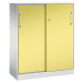 C+P Skříň s posuvnými dveřmi ASISTO, výška 1292 mm, šířka 1000 mm, světlá šedá/sírová žlutá