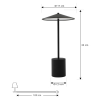 Lindby Nabíjecí stolní lampa Lindby Ayva LED, stmívatelná, černá