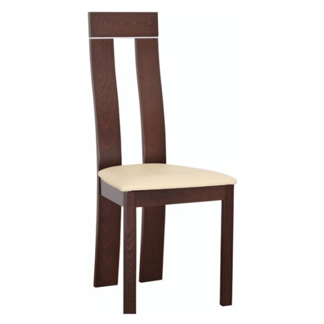 Dřevěná jídelní židle BLUD, ořech/ekokůže béžová Tempo Kondela