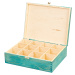 FK Dřevěná krabička na čaj s přihrádkami, se zámkem - 29x23x8 cm, Přírodní