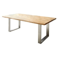 DELIFE Jídelní stůl Edge 200 × 100 cm přírodní dub nerezová ocel úzká