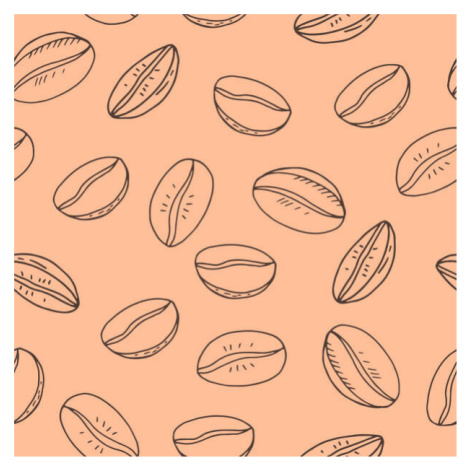 Fotografie coffee beans seamless pattern hand drawn, Irina Samoylova, (40 x 40 cm)