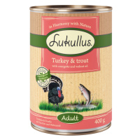 Lukullus 24 x 400 g - 20 + 4 zdarma - krůtí & pstruh