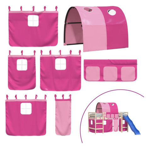 vidaXL Závěsy na patrovou postel s tunelem růžové polyester