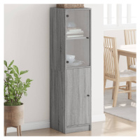 vidaXL Highboard se skleněnými dvířky šedý sonoma 35 x 37 x 142 cm