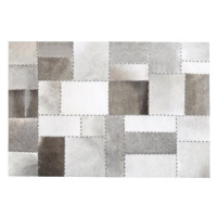 Kožený patchworkový koberec hnědo-šedý 140 x 200 cm PERVARI, 201009