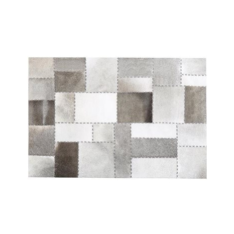 Kožený patchworkový koberec hnědo-šedý 140 x 200 cm PERVARI, 201009 BELIANI