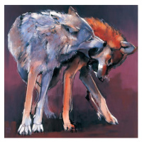 Obrazová reprodukce Two Wolves, 2001 (oil on canvas), Adlington, Mark, 40 × 40 cm