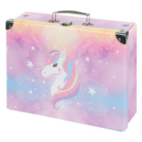 Skládací školský kufrík Rainbow Unicorn s kovaním