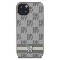 Zadní kryt DKNY PU Leather Checkered Pattern and Stripe pro Apple iPhone 13, béžová