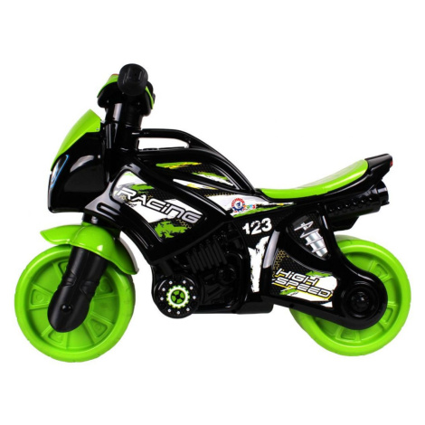 Odrážedlo motorka zeleno-černá plast se světlem se zvukem v sáčku 36 x 53 x 74 cm Teddies
